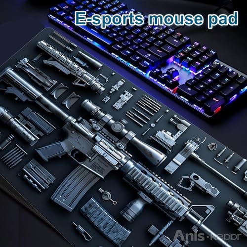 Large Gaming Mouse Pad Military Weapon Pattern Non-Slip Desk Mat