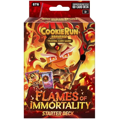 CookieRun TCG: Starter Deck - Flames of Immortality -Red Legendary Cookie Fire Spirit, Ready-to-Play Character Deck, Braverse Trading Card Battle Game - color: Red