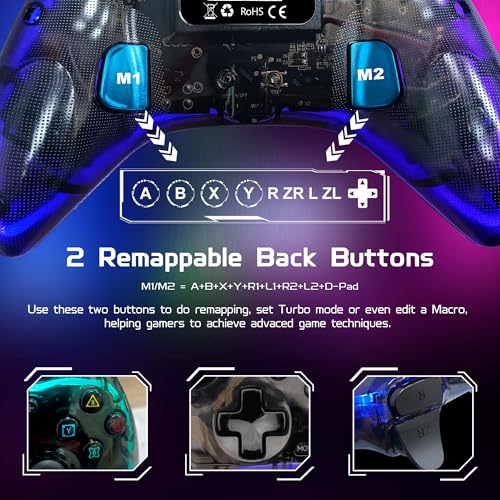 Joso RGB Wireless Mobile Gaming Controller for iPhone, Android, iPad, Tablet, PC, Phone Controller with Phone Clip Supports Cloud Game, COD, Genshin Immpact, Remote Player Gamepad with 2 Back Buttons - color: Black RGB