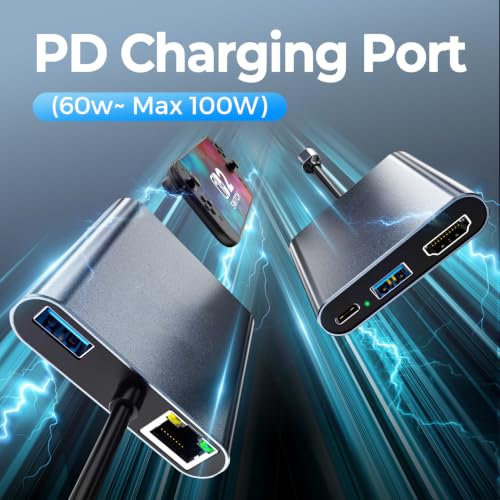 Switch 2 Dock,Portable USB C Docking Station with 4K@60Hz~120Hz HDR/PD Max 100W/1000M Ethernet/2 USB 3.0 Port,Aluminum Alloy Travel TV Dock for Switch/Steam Deck/ROG Xbox Ally X/Legion Go 1/2/S - size: LAN Model