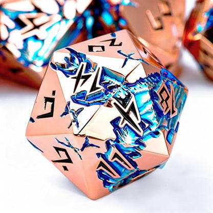 Blue Dragon Metal DND Dice Set, 7 Piece Weighted Polyhedral RPG Dice for Dungeons and Dragons, Balanced Zinc Alloy Tabletop D&D Dice with Storage Gift Case for Pathfinder MTG Games - color: Rose Gold