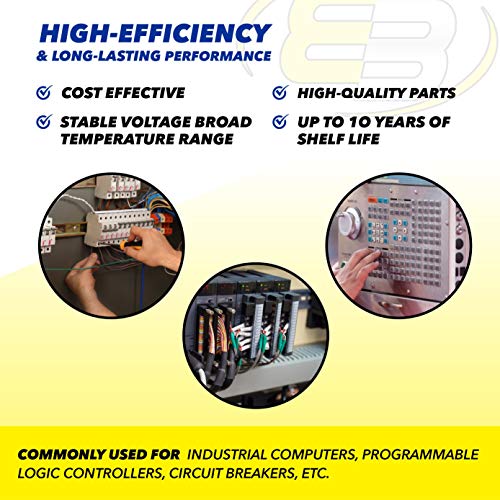 (2-Pack) Exell PLC Lithium 3.6V 2600mAh Computer Backup Batteries, Replacements for Mitsubishi, E-20GM Positioning Controller, F1 Series, F2 Series, FX Series, FX-20GM Positioning Controller