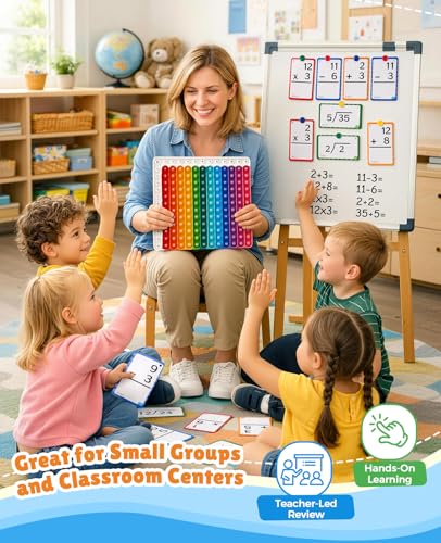 JoyCat 288 Math Flash Cards & Leanring Chart, 4 Operations, Ages 4-8 | Double-sided flash cards and chart with bag, support home practice, math centers and classroom review