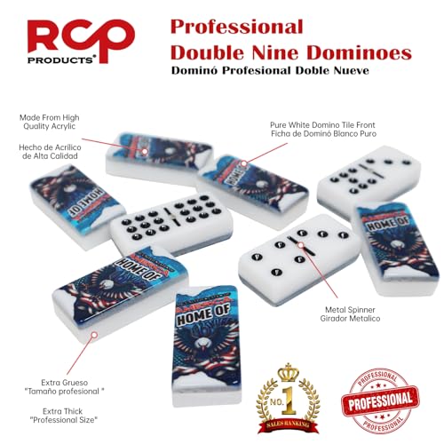 Dominos Set for Adults – Professional Double 9 Cuban Dominoes Set, Classic Travel Board Game with Wood Case Juegos de Mesa (FCB Barcelona Azul) - color: Fcb Barcelona Azul