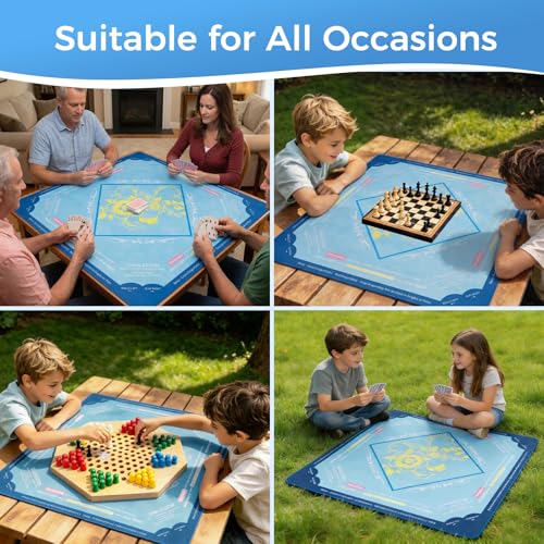 Rollup Shipped American Mahjong Mat with Rules No Crease | 32.6"x32.6" Mahjong mat with Velvet Bag Non Slip Mahjong Table Mat Noise Reduction Game Mat Gift for Mother's Day (Blue) - color: Blue