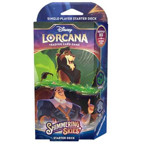 Ravensburger Disney Lorcana TCG: Shimmering Skies - Emerald & Steel Single-Player Starter Deck | Engaging Gameplay | Over 200 Original Disney Artworks | Ideal for Ages 8+
