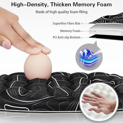 Canjoy Mouse Pad with Wrist Rest, Ergonomic Wrist Support with Massage | Ergonomic Massage Design & Relax and Relieve Fatigue & Non-Slip & PU Base, Comfortable Computer Mousepad for Office Home - color: Black Topographic