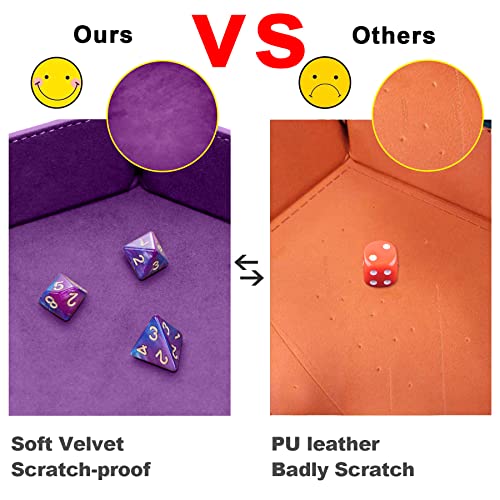 SIQUK 4 Pieces Dice Tray Portable Dice Trays Hexagon Dice Roller Tray PU Leather Rolling Dice Trays for Dice Games Like RPG, DND and Other Table Games (Black, Cyan, Violet, Royal Blue) - color: Black, Cyan, Violet, Royal Blue