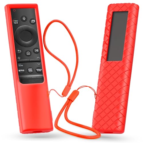 Cover for Samsung Solar Remote, Case Compatible with Samsung Smart TV Remote Control Universal Silicone Skin Sleeve with Lanyard Red - color: Red