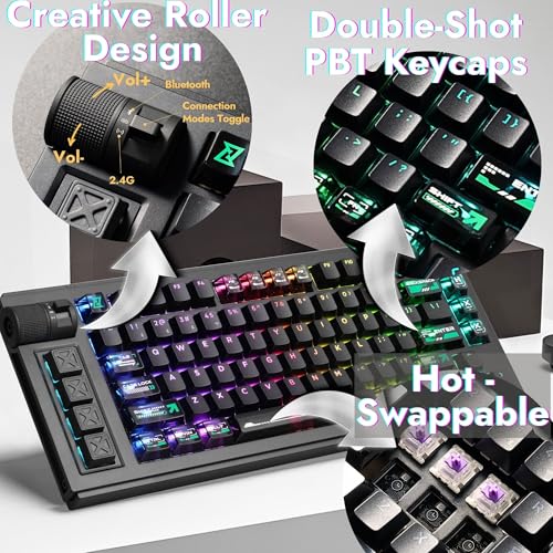 LEMOKEY L1 HE 75% Hall Effect RGB Gaming Keyboard, Full Aluminum Body, Tri-Mode Connectivity, Rapid Trigger & Adjustable Actuation, Hot-Swappable, Web Configurator, with Knob, for Windows and Mac