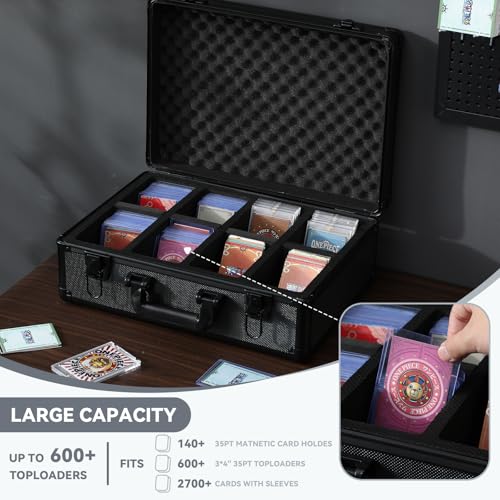 novelinks Trading Card Storage Box for 3" x 4" 35pt Rigid Cards, Toploader Organizer Case, Trading & Sports Cards, Graded & Rating Card Holder Box, with 2 DIY Partitions (4 Card Slots) - size: 4 Card Slots