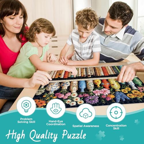 500 Piece Puzzle for Adults Puzzle, Beautiful Bookshelf Jigsaw Puzzle 500 Pieces, Flowers and Vase Jigsaw Puzzles for Adults Seniors, Fun Decor Challenging Family Games Holiday Party Gifts 20.5×15 in - style: Beautiful Bookshelf