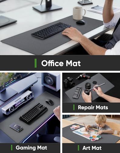 ALOANES Non-Slip Extended Mouse Pad Office&Home Desk Mat Stitched Edge | Gray Waterproof Jacquard Mousepad for Keyboard, Computer Gaming 27.6"x11.8"x0.12" - color: Gray, size: 27.6L x 11.8W inches