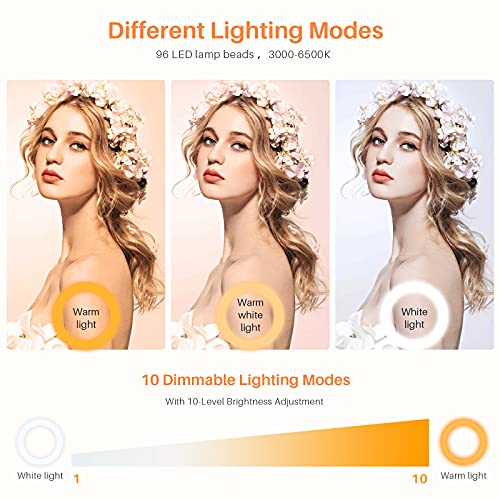 Video Conference Lighting Kit,Anozer Desk Ring Light for Computer Laptop Mac,Circle Face Lights with 3 Dimmable Color & 10 Brightness for Zoom Meeting Call,Live Streaming,Webcam Chat,Makeup