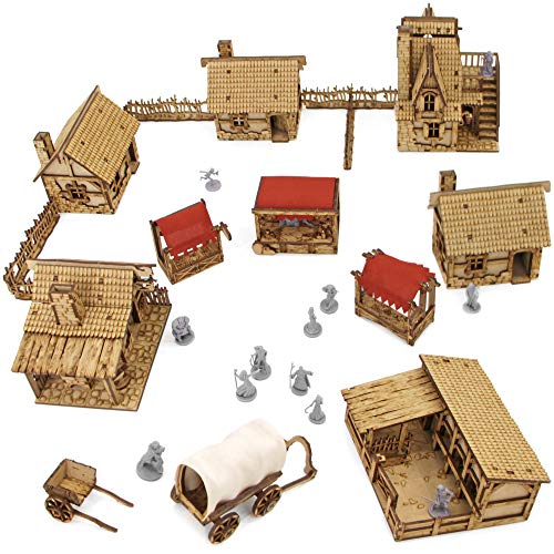 TowerRex Village DND Terrain 28mm Terrain DD Table Fantasy Miniature for Warhammer, Pathfinder, D&D