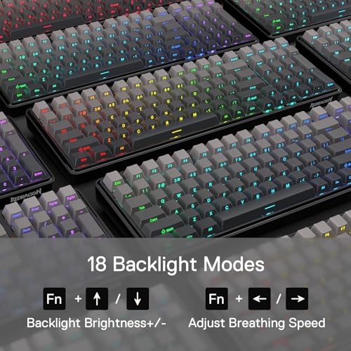 Redragon K744 GB PRO 99 Keys Wireless Gasket RGB Gaming Keyboard, 3-Mode Mechanical Keyboard w/Hot-Swap Socket, Gradient PBT Keycaps & 5-Layer Noise Dampening, Custom Linear Switch - color: Concrete Jungle, size: 99 Keys