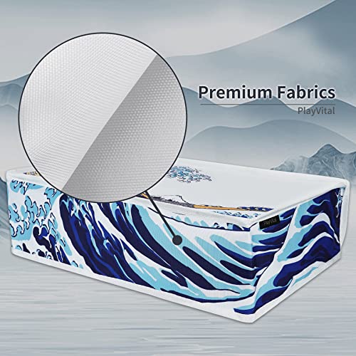 PlayVital Nylon Horizontal Dust Cover for ps5, Soft Neat Lining Dust Guard, Anti Scratch Waterproof Cover Sleeve for ps5 Console Digital Edition & Disc Edition - The Great Wave - color: The Great Wave