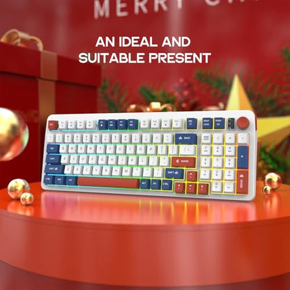 96% Wired Gaming Keyboard,Light Up Creamy Membrane Computer Keyboard with Number Pad & Volume Knob,Ergonomic Quiet Silent USB Keyboard for PC Desktop Games Office