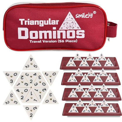 Smilejoy Triangle Domino,Triangular Domino Tiles with Brass Spinners Tabletop Game for Kids Ages 7 and Up, 56 Tiles, Classical Board Game, mathing Skill Trainning (2-4 Players)