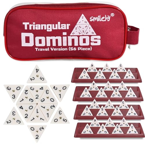 Smilejoy Triangle Domino,Triangular Domino Tiles with Brass Spinners Tabletop Game for Kids Ages 7 and Up, 56 Tiles, Classical Board Game, mathing Skill Trainning (2-4 Players)