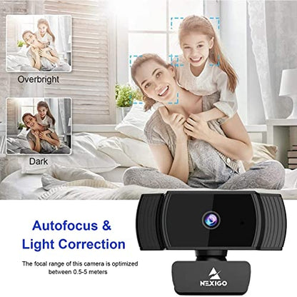 NexiGo 1080P Autofocus Webcam Kits, N930AF FHD USB Web Camera with Privacy Cover, Upgraded Video Conference Lighting, Extendable Tripod Stand, for Zoom/Skype/Teams