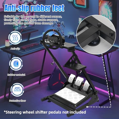 LGIB Sim Racing Wheel Stand Foldable & Adjustable Height Steering Wheel Stand for Logitech G25/G27/G29/G920/G923 & Thrustmaster T300/T300RS/T150 Simulator Cockpit without Gaming Steering Wheel Pedals