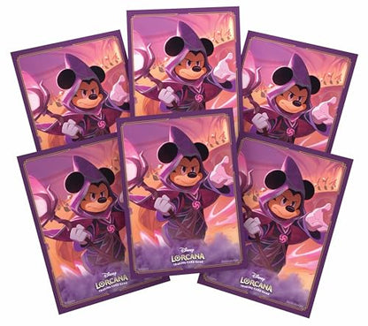 Ravensburger Disney Lorcana TCG Card Sleeves Featuring Mickey Mouse - Wayward Sorcerer | 65 Protective Sleeves for TCG Decks | Ages 8+