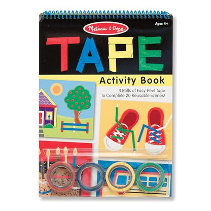 Melissa & Doug Tape Activity Book for Kids with 4 Easy-Tear Tape Rolls (Blue, Green, Red, Yellow) & 20 Reusable Scenes on Spiral-Bound Sheets, Road Trip Activities & Travel Toys for Kids Ages 4+ - size: 0.45 inch