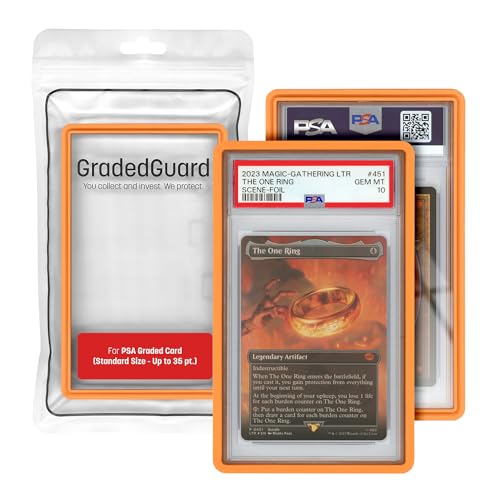 GradedGuard PSA Card Slab Protector Case, Standard PSA Size, Impact Resistant TPU Holder, Drop & Scratch Proof Frame for Graded Sports TCG Collectible Trading Cards. (Orange) - color: Orange