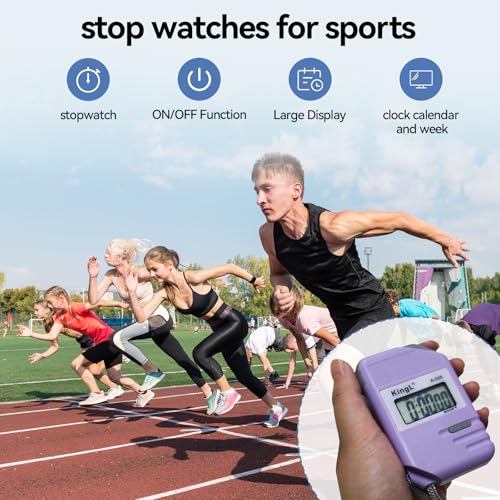 2 Pack Digital Stopwatch Timer with Large Display,Lap Split Mode, Waterproof Handheld Timer for Coaches, Teachers, Kids, Running, Swimming, Training(Purple-2 Pack) - style: style1-2pack/Purple