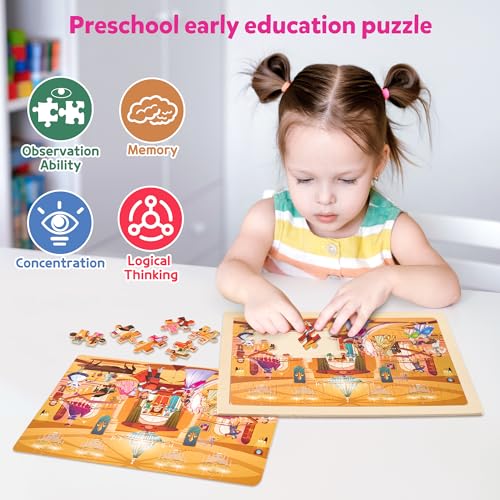 SYNARRY Unicorn Mermaid Princess Fairy Wooden Puzzles for Kids Ages 4-6, 6 Packs 60 PCs Jigsaw Puzzles for Kids Ages 4-8, Preschool Toys Gifts for Toddlers 3-5, Wood Puzzles for 3 4 5 6 Year Old Girls - style: Fantasy