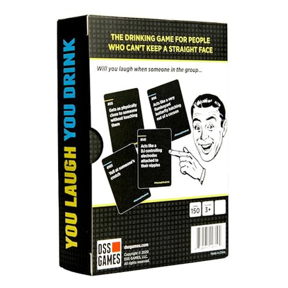 DSS Games You Laugh You Drink for People Who Can’t Keep A Straight Face [Try Not to Laugh Cards | Party Game for Adults | 150 Fun Prompt Cards for Game Nights, Pregames | Gift for Him]