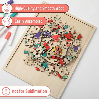 Mr. Pen- Blank Wooden Puzzle, 100 Pieces, 14.2" x 10.6" | Wooden Blank Puzzles to Draw on - size: 100 pcs, 14.2" x 10.6"