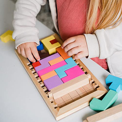 Katamino Family | Wooden Brain Teaser Puzzle Game for Kids and Parents | Educational Board Games for Toddlers and Kids of All Levels | Over 1000 Pentomino Combos | Ages 3+ | 1-2 Players | 10 Min