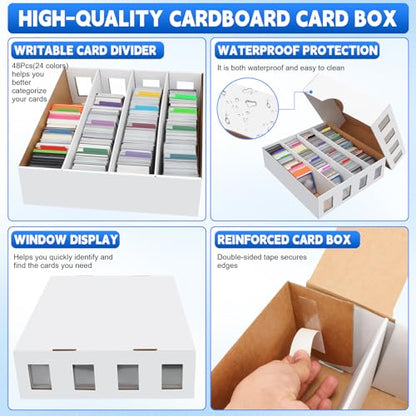 6 Pack Trading Card Storage Box 18800+ Count Cards Storage Box with 48 Card Divider White Sports Card Boxes Bulk Card Cases Cardboard Card Collection Trading Card Boxes for Basketball MTG TCG Cards - size: 6 Set-2