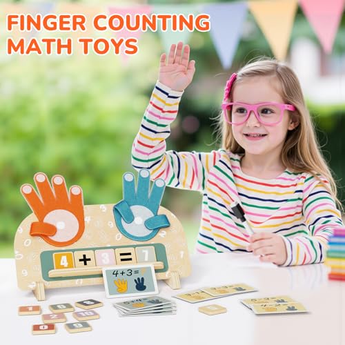 Montessori Math Toy for Kids 3-5, Double-Sided Finger Counting Board with Writing Board & Number Blocks, Preschool Learning Toy for Addition & Subtraction, Educational Gift - size: SIZE B