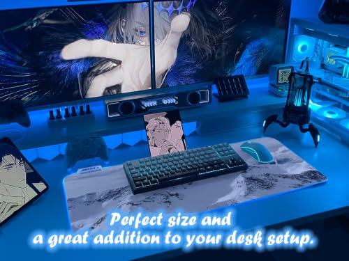 JMIYAV White RGB Gaming Mouse Pad 31.5x12 Inch PC XL Large Extended Glowing Led Light Up Desk Pad Non-Slip Rubber Base Computer Cute Mousepad Mat Desk Accessories Gaming Setup 93-801 - color: Icebound Range