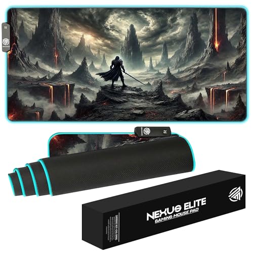 RGB Gaming Mouse Pad Large Extended Desk Mat 35.4x15.7 XXL XXXL Mousepad LED Light Up Keyboard Mat PC Gamer Desk Pad Gaming Accessories Extra Big Mouse Mat for Desk - Shadowlands Odyssey - color: Shadowlands Odyssey