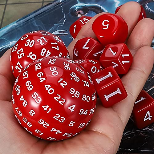 CiaraQ DND Polyhedral Dice Set (15pcs) D4-D100 Game Dice with Dice Bag | Acrylic Role Playing Dice for Dungeons and Dragons MTG Table Games (Red & White) - color: Red & White