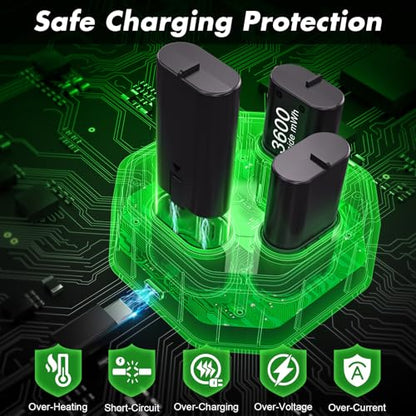 4 Pack Rechargeable Battery Pack Compatible with Xbox Series S/X,Charger Dock with 4 x 3600mWh NiMH Controller Battery Pack for Xbox One Wireless Controller - color: Black