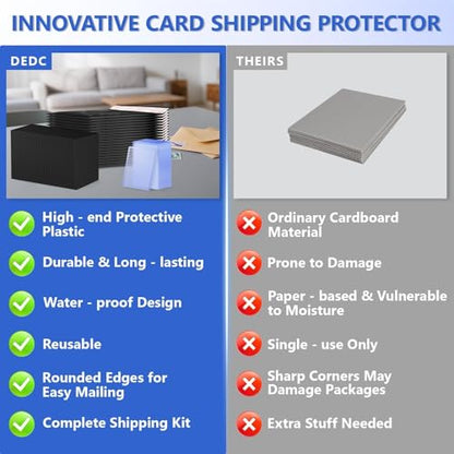 DEDC 200 Packs Trading Cards Shipping Protectors 100 Packs Cards Protector Shipping 50 Pcs Top Loaders 50 Pcs Black Bubble Mailers 5x 6" for Trading Card and a Tape Card Ship Bundle (Black)