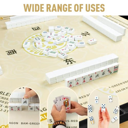 Mahjong Mat 32.4” x 32.4”, 3mm Thick Non-Slip Rubber Back Mahjong Table Mat, Noise Reduction Waterproof Mahjong Game Mat for Table, Mahjong Tile Mat for Cards, Dominoes & Board Games - color: Champ