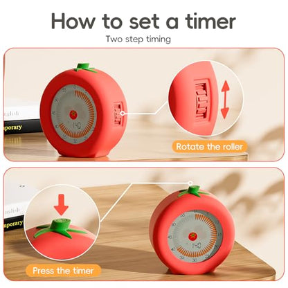 Tomato Kids Visual Timer for Classroom, Office and Meetings | 299 Minute, Cute Pomodoro Countdown Timer with Pause Function, Clock and Alarm, Kitchen Cooking Helper