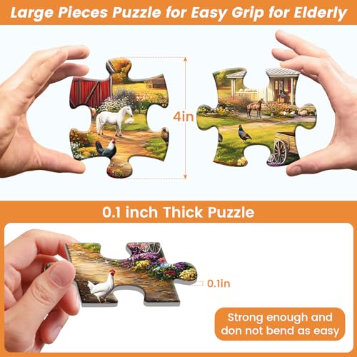4 Pack 36 Large Piece Puzzle for Seniors Dementia Alzheimer Puzzles | Dementia Products Activities for Elderly Adults Lake Farm Easy Jigsaw Puzzle Memory Cognitive Games with 4 Storage Bags - style: 4Pack 36 Large Pieces-1