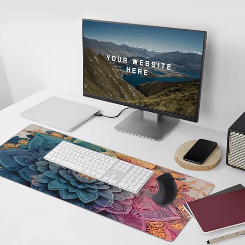 Large Mandala Design Mouse Pad, 35.4 x 15.7 Inch, Non-Slip Extended Gaming Pad, Bohemian Floral Pattern, for Office and Home Use - color: Mandala Pattern