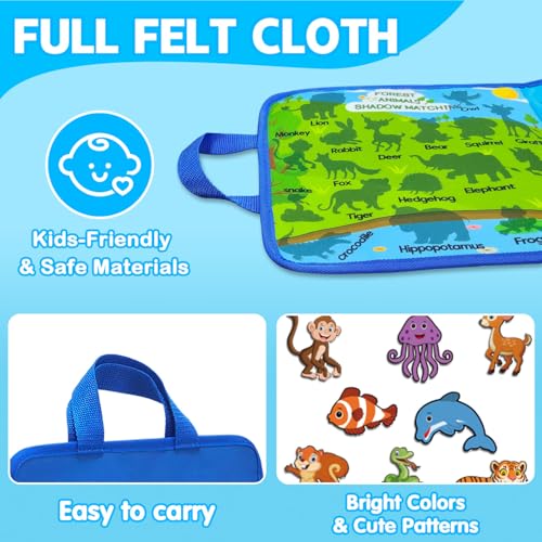 Animal Felt Flannel Board, Felt Story learning Board for Toddlers, Classroom,Preschool,Kiddie Corner, Interactive Learning Activities, Educational Flannel Toy for Toddlers 3+, Gifts for Kids