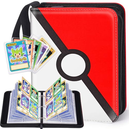 Card Binder, 4-Pocket Design, 400-Card Capacity with 5 Top loaders | Large Capacity, Waterproof PU cover,Custom ,Page Order Design,zipper closure,clear PP pages - color: Classic, size: 4-Pocket