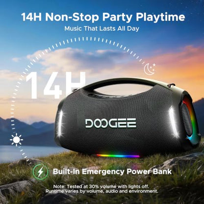 Portable Wireless Speaker, 250W Peak/220W RMS Loud Boombox Speaker, Deep Bass Outdoor Party Speaker, 20H Playtime, IPX5 Waterproof, RGB Lights, TWS Pairing, USB/TF/AUX