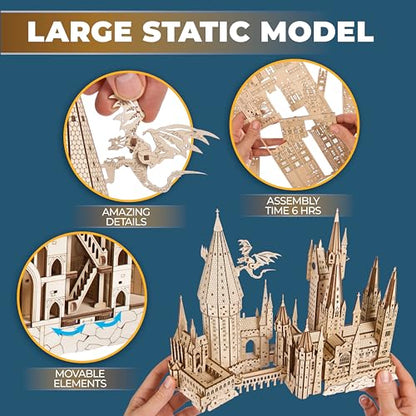 Ugears Harry Potter Hogwarts Castle 3D Wooden Puzzles for Adults - Harry Potter Castle Wooden Model Kits for Adults to Build, Mechanical Wood Puzzles Adult Building Sets, Hobby Kit, 3D Puzzle - style: Hogwarts Castle
