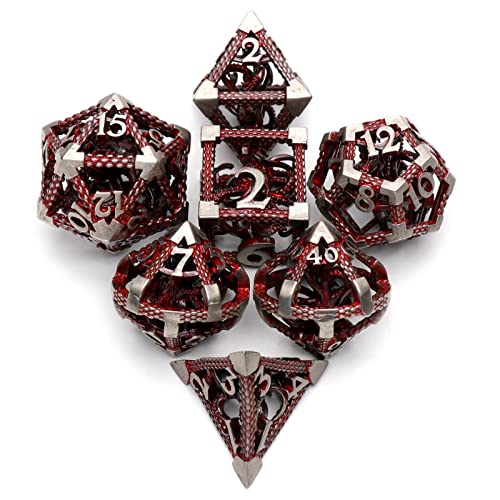 DND Dice, Metal Polyhedral Dice Set Role Playing D&D Dice HNCCESG Hollow Cthulhu Dice Gaming for for Tabletop Role-Playing Games (Blood) - color: Cthulhu Blood